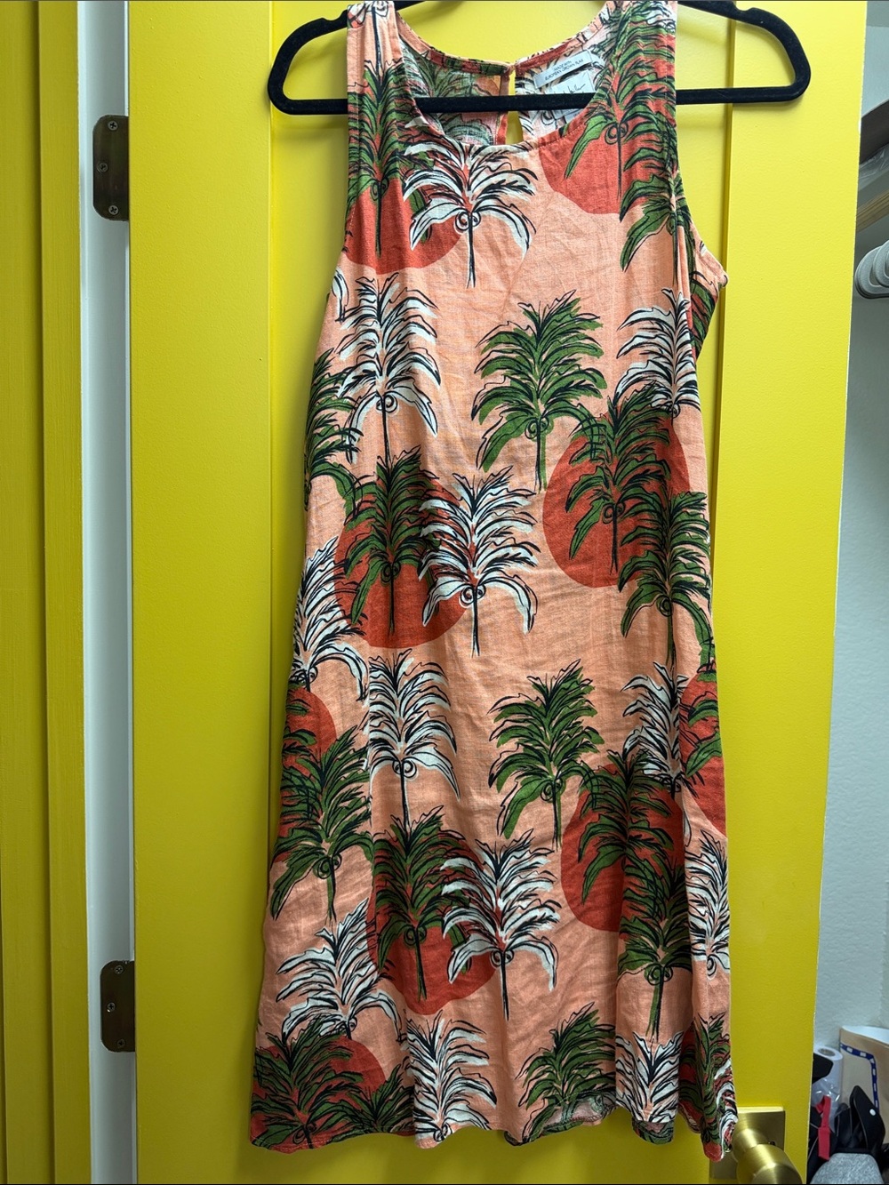 Nicole Miller Coral Palm-Print Sleeveless Shift Dress